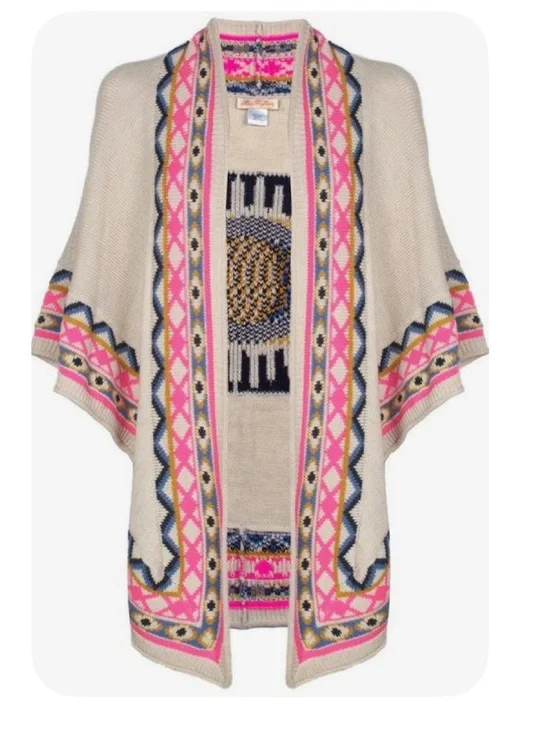 Hard to Find Mara Hoffman Cream Knit Evil Eye Poncho size One Size - Picture 3 of 8